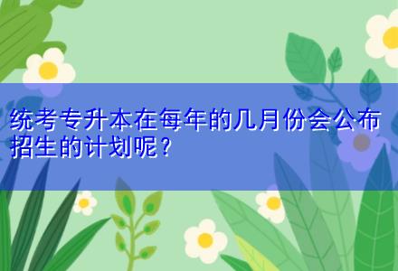 統(tǒng)考專升本在每年的幾月份會(huì)公布招生的計(jì)劃呢？