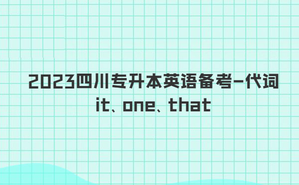 2023四川專升本英語(yǔ)備考-代詞it、one、that