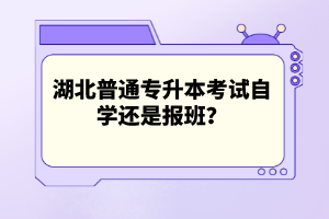 湖北普通專升本考試自學(xué)還是報(bào)班？