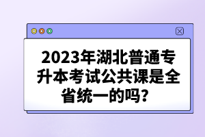 2023年湖北普通專升本考試公共課是全省統(tǒng)一的嗎？