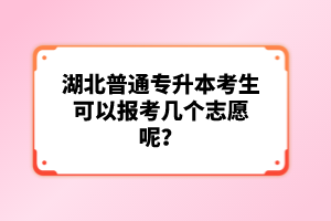 湖北普通專(zhuān)升本考生可以報(bào)考幾個(gè)志愿呢？