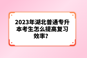 2023年湖北普通專升本考生怎么提高復(fù)習(xí)效率？