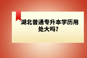 湖北普通專升本學(xué)歷用處大嗎？