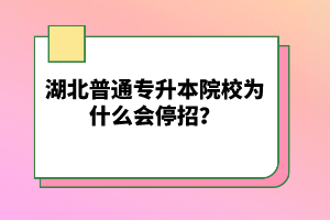 湖北普通專升本院校為什么會停招？