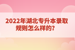 2022年湖北專(zhuān)升本錄取規(guī)則怎么樣的？