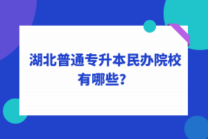 2022年湖北普通專升本民辦院校有哪些？