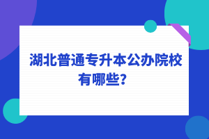 湖北普通專升本公辦院校有哪些？