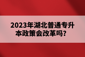 2023年湖北普通專升本政策會改革嗎？