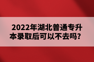 2022年湖北普通專升本錄取后可以不去嗎？