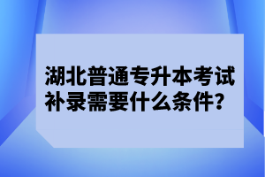 湖北普通專升本考試補(bǔ)錄需要什么條件？