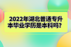 2022年湖北普通專(zhuān)升本畢業(yè)學(xué)歷是本科嗎？