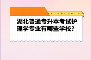 湖北普通專升本考試護(hù)理學(xué)專業(yè)有哪些學(xué)校？