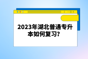 2023年湖北普通專升本如何復習？