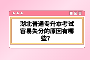 湖北普通專(zhuān)升本考試容易失分的原因有哪些？