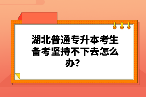 湖北普通專(zhuān)升本考生備考堅(jiān)持不下去怎么辦？