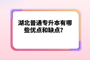 湖北普通專升本有哪些優(yōu)點和缺點？