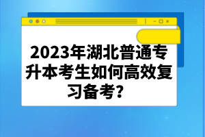 2023年湖北普通專升本考生如何高效復(fù)習(xí)備考？