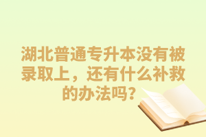 湖北普通專升本沒有被錄取上，還有什么補救的辦法嗎？