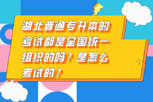 湖北普通專升本的考試都是全國統(tǒng)一組織的嗎？是怎么考試的？