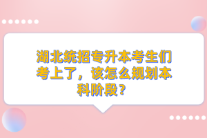 湖北統(tǒng)招專升本考生們考上了，該怎么規(guī)劃本科階段？